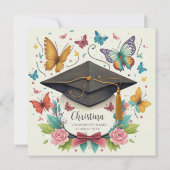 Bold Wildflower Blooming Pet Dochter Afstuderen Kaart (Achterkant)