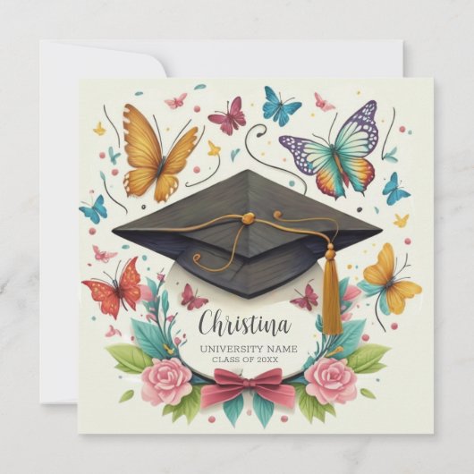 Bold Wildflower Blooming Pet Dochter Afstuderen Kaart (Achterkant)