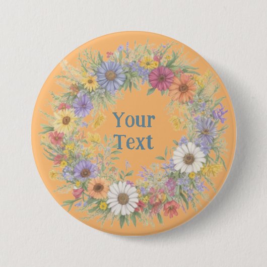 Bold Wildflower krans revers statement stuk Ronde Button 7,6 Cm (Voorkant)