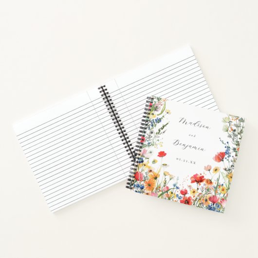 Bold Wildflower Wedding Guest Book Notitieboek (Binnen)