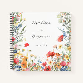 Bold Wildflower Wedding Guest Book Notitieboek