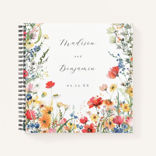 Bold Wildflower Wedding Guest Book Notitieboek (Voorkant)
