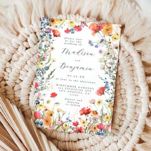 Bold Wildflower Wedding Kaart