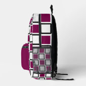 🔥 Bold Wine & White Geometric Backpack  Bedrukte Rugzak (Rechts)