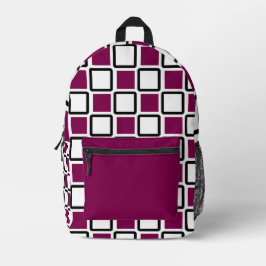 🔥 Bold Wine & White Geometric Backpack Bedrukte Rugzak