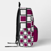 🔥 Bold Wine & White Geometric Backpack  Bedrukte Rugzak (Links)