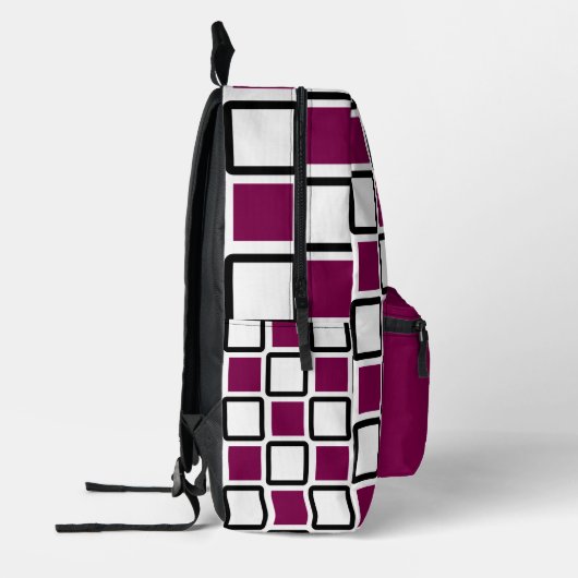 🔥 Bold Wine & White Geometric Backpack Bedrukte Rugzak (Links)
