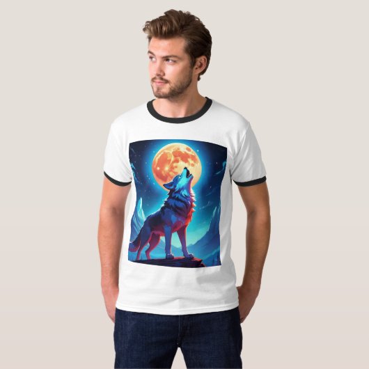 Bold Wolf en de maan T-shirt (Voorkant volledig)