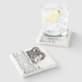 Bold Wolf Motivatie ontwerp: doorzettingsvermogen Stenen Onderzetter (Zijkant)