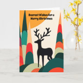 Bold Woodland Stag Kerst Kaart (Gele Bloem)