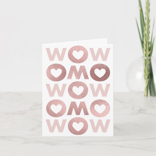 BOLD WOW MAM Blush Roze Folie Moederdag Kaart (Voorkant)