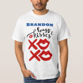 Bold XOXO Knuffels & Kusjes Valentijnsdag Gift Man T-shirt (Voorkant)