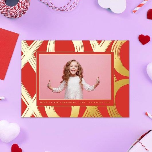 Bold XOXO Valentijn Foto Folie Feestdagenkaart