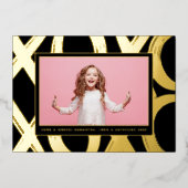 Bold XOXO Valentijn Foto Folie Feestdagenkaart (Voorkant)