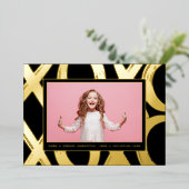 Bold XOXO Valentijn Foto Folie Feestdagenkaart (Staand Voorkant)