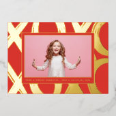 Bold XOXO Valentijn Foto Folie Feestdagenkaart (Voorkant)