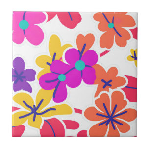 Bold Y2K Wildflower Levendige Spring Decor Tegeltje