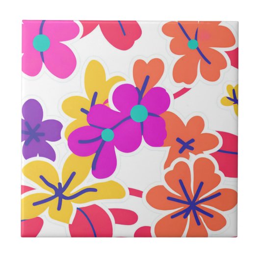 Bold Y2K Wildflower Levendige Spring Decor Tegeltje (Voorkant)