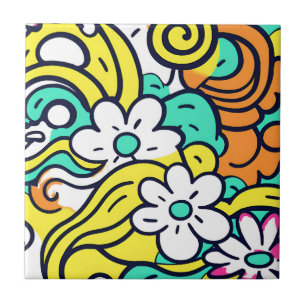 Bold Y2K Wildflower Levendige Spring Decor Tegeltje