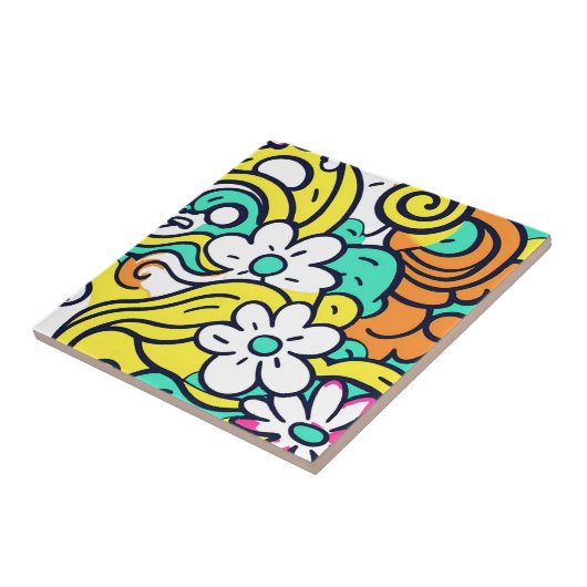 Bold Y2K Wildflower Levendige Spring Decor Tegeltje (Zijkant)