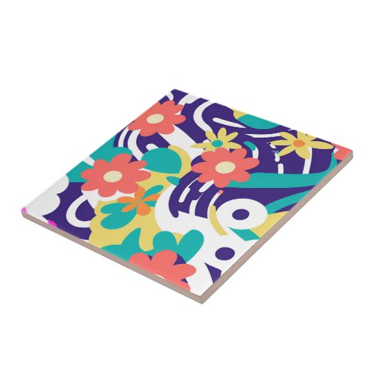 Bold Y2K Wildflower Levendige Spring Decor Tegeltje (Zijkant)