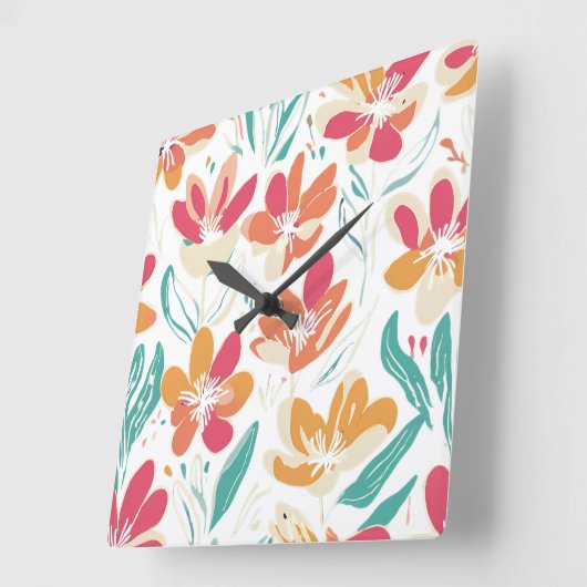 Bold Y2K Wildflower Vibrant Nostalgic Home Decor Vierkante Klok (Hoek)