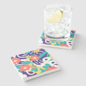 Bold Y2K Wildflower Vibrant Nostalgic Spring Decor Stenen Onderzetter (Zijkant)
