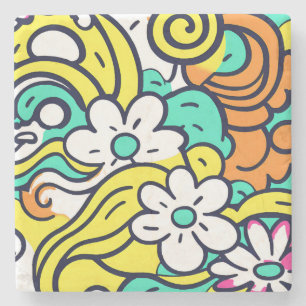 Bold Y2K Wildflower Vibrant Nostalgic Spring Decor Stenen Onderzetter