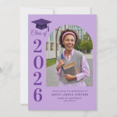 Bold year purple graduation photo announcement kaart (Voorkant)