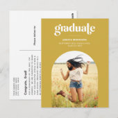 Bold Yellow Afstuderen Trendy Typografie Afstudere Briefkaart (Voorkant / Achterkant)