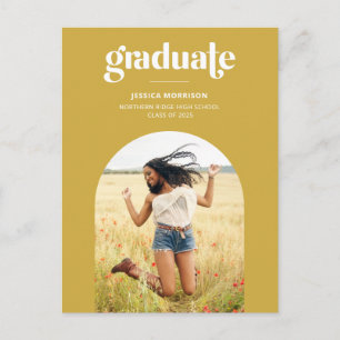 Bold Yellow Afstuderen Trendy Typografie Afstudere Briefkaart