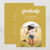 Bold Yellow Afstuderen Trendy Typografie Afstudere Kaart (Voorkant / Achterkant)