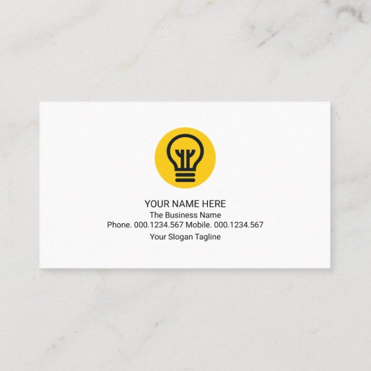 Bold Yellow Alphabet-H Bulb Plug Motif Electricia Visitekaartje (Achterkant)