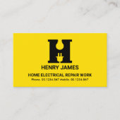 Bold Yellow Alphabet-H Bulb Plug Motif Electricia Visitekaartje (Voorkant)