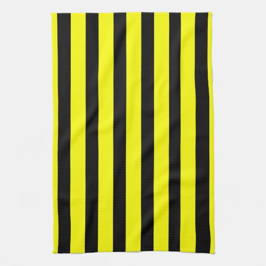 Bold Yellow and Black Bumble Bee Striped Pattern Theedoek (Verticaal)