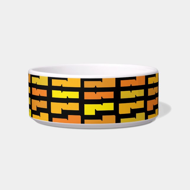 Bold Yellow and Orange Electric City Cool Pattern Voerbakje (Voorkant)