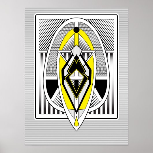 Bold Yellow & Black Geometric Art Deco Design Poster (Voorkant)