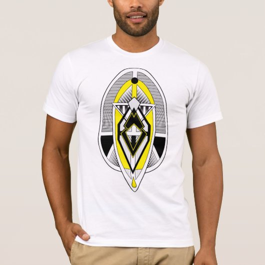 Bold Yellow & Black Geometric Art Deco Design T-shirt (Voorkant)