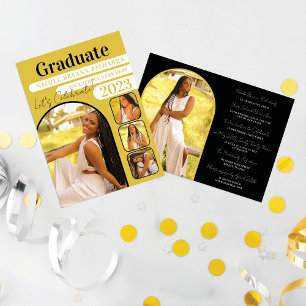 Bold Yellow Black Typografie Foto Afstuderen Kaart