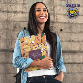 Bold Yellow Bloom Orange Floral Script Custom Name Notitieboek