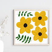 Bold Yellow Modern Flower Graphic Painting Poster