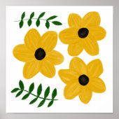 Bold Yellow Modern Flower Graphic Painting Poster (Voorkant)