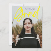 Bold Yellow Paars Brush Afstudeerder Moderne fotos Aankondiging (Voorkant)