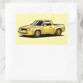 Bold Yellow Pickup Toon Rechthoekige Sticker (Tas)