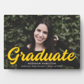 Bold Yellow Script Afstuderen Foto Fotoplaat (voorkant)
