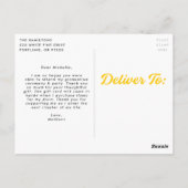 Bold Yellow Script Photo Afstuderen Dank u Briefkaart (Achterkant)
