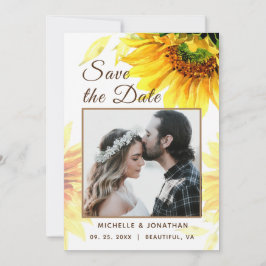 Bold Yellow Sunflower Fotografie bruiloft Save The Date