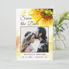 Bold Yellow Sunflower Fotografie bruiloft Save The Date