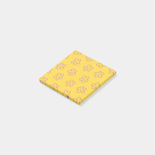 Bold Yellow Whimsical Flower Design voor de lente Post-it® Notes (Schuin)
