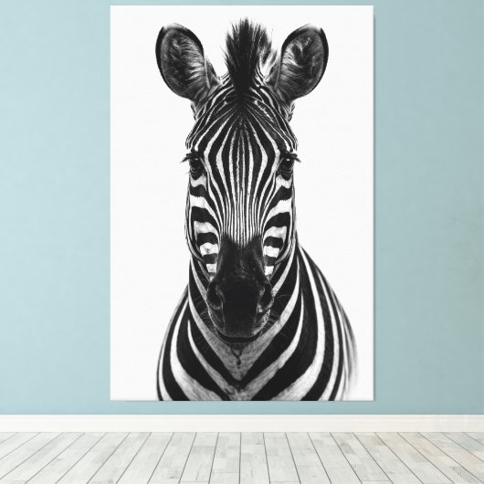 Bold Zebra Black White Canvas Print (Insitu (Houten vloer))